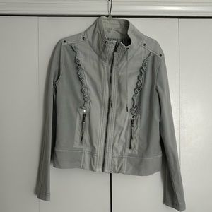 Marrakech, XL, gray, stretch jacket with ruffle detail